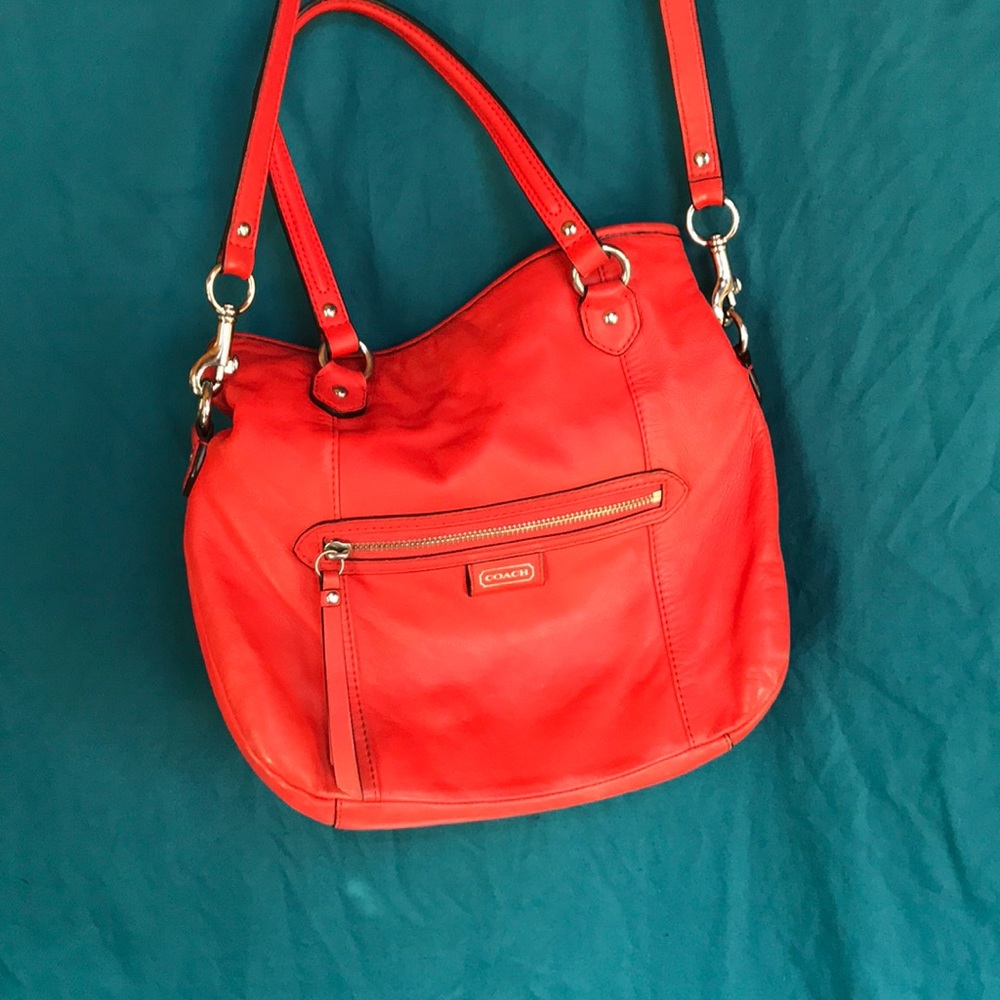 Tangerine/melon crossbody coach purse